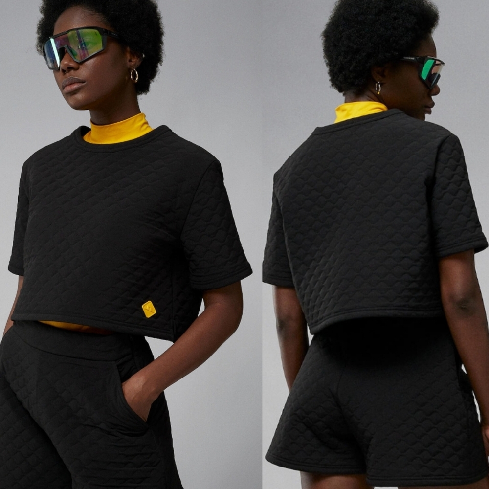 J. Lindeberg | Phoenix Quilted Padded Black Crop Top NWT
